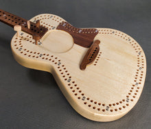 Load image into Gallery viewer, ACOUSTIC GUITAR HANDCRAFTED WOOD CRIBBAGE BOARD