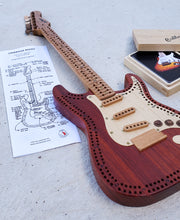 Load image into Gallery viewer, ELECTRIC GUITAR HANDCRAFTED WOOD CRIBBAGE BOARD