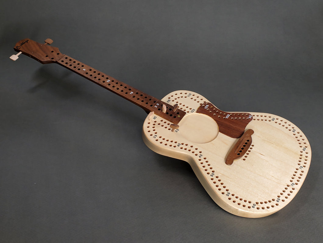 ACOUSTIC GUITAR HANDCRAFTED WOOD CRIBBAGE BOARD