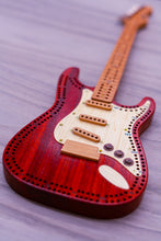 Load image into Gallery viewer, ELECTRIC GUITAR HANDCRAFTED WOOD CRIBBAGE BOARD
