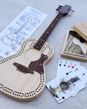 Load image into Gallery viewer, ACOUSTIC GUITAR HANDCRAFTED WOOD CRIBBAGE BOARD
